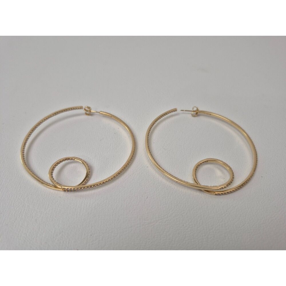 LANA Flawless Thin 14K Gold Hoop Earrings with Diamonds 55mm $5500+